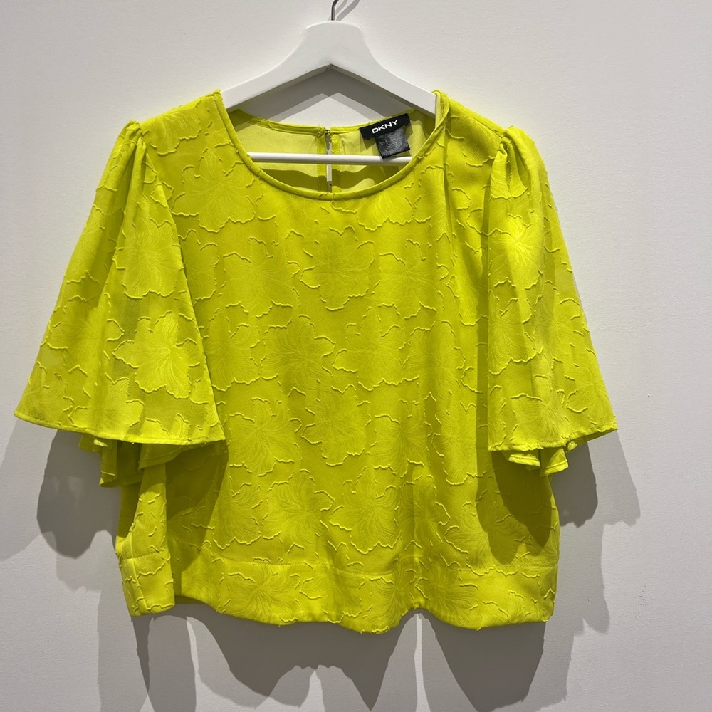 DKNY Women's Bright Yellow Floral Blouse